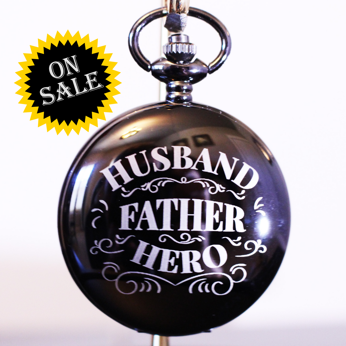 Husband | Father | Hero Laser Engraved Brass Pocket Watch Momento