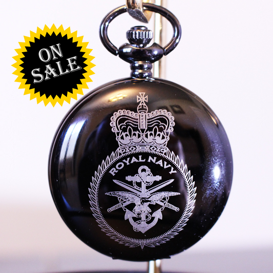 British Royal Navy Emblem Laser Engraved Pocket Watch
