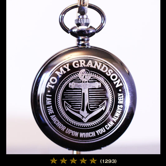To My Grandson - Meaningful Laser Etched Pocket Watch